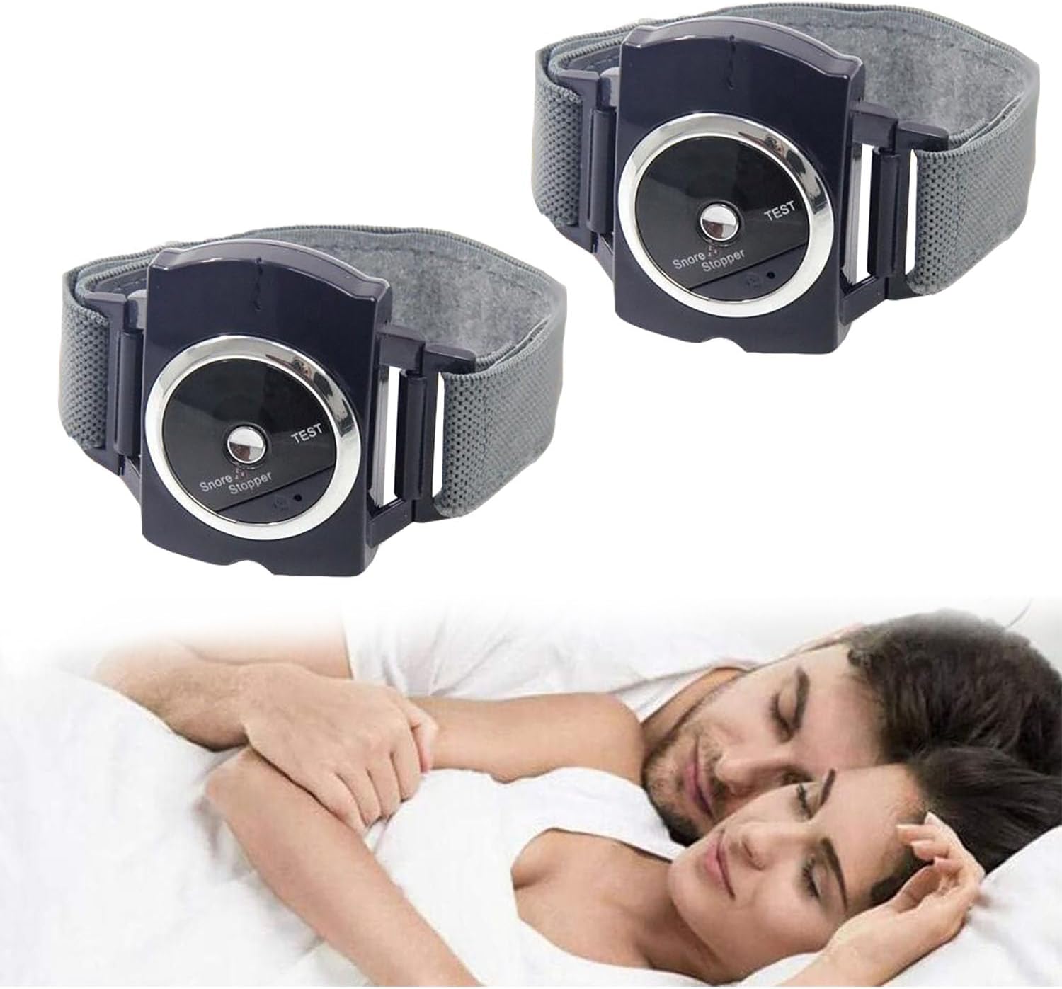 Smart Anti-Snoring Wristband, Intelligent Biosensor Sleep Aid Device with 7 Modes, Auto Power-Off, TCM Acupuncture Treatment, Bionic Detection Technology, 2-Pack