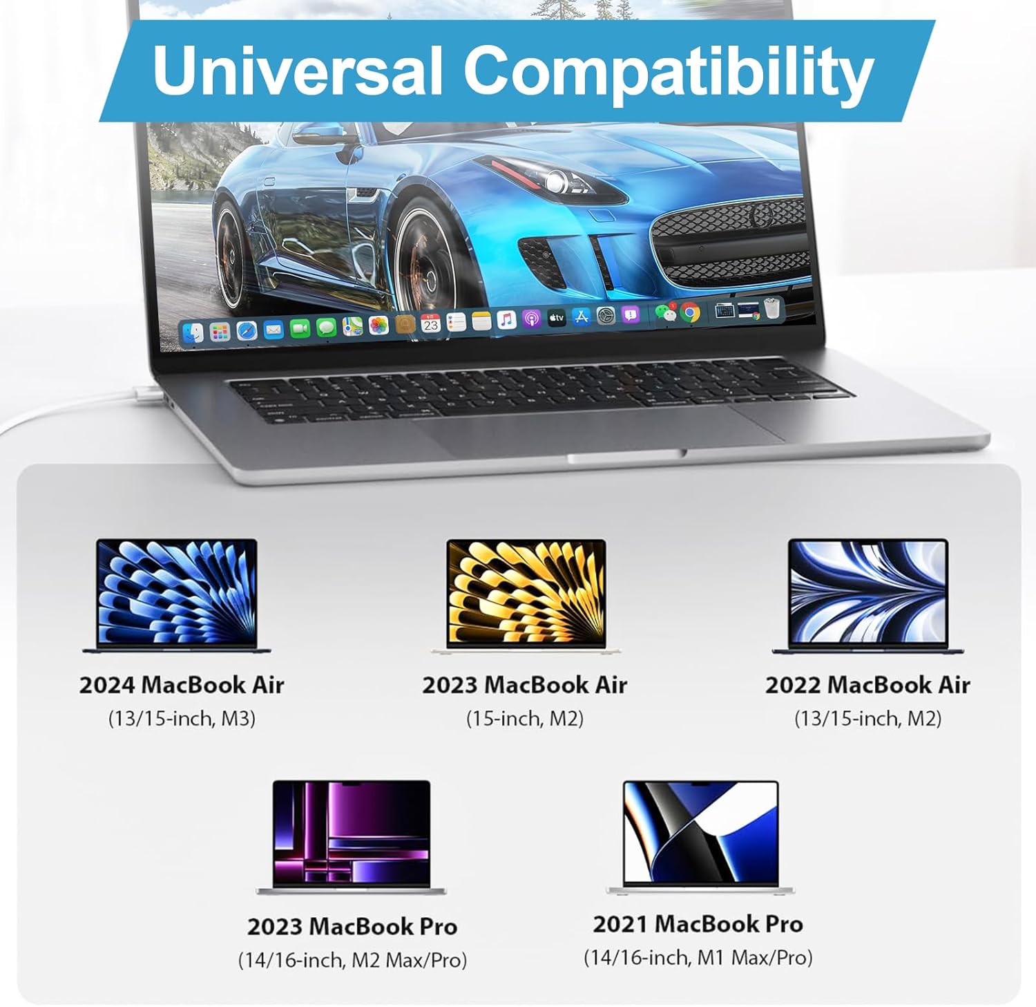 140W Mac Book Pro Charger,USB-C Power Adapter Charger for 14 16 inch 2021 2023 M1 M2, 13 15 inch M2 M3 2022 2023 2024, 6.6 FT Braided Magnetic USB-C to Mag 3 Cable with LED Indicator - Image 2