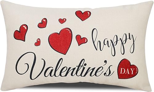Fundas de almohada para el día de San Valentín de 12 x 20 pulgadas fundas de almohada para el día de San Valentín fundas de almohada decorativas