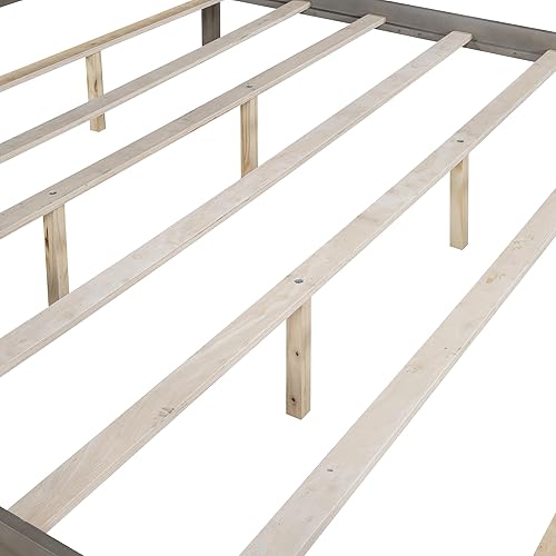 Miniatura 6 de SOFTSEA Cama con toldo Queen con cabecera y patas de apoyo marco de cama de plataforma de tamaño Queen para niños y adultos