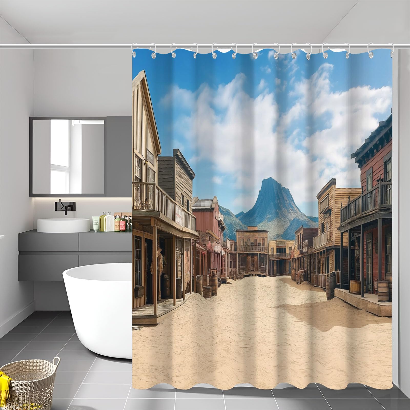 Rideau douche 240x200 lavable en machine pour baignoire avec rideaux polyester paysage