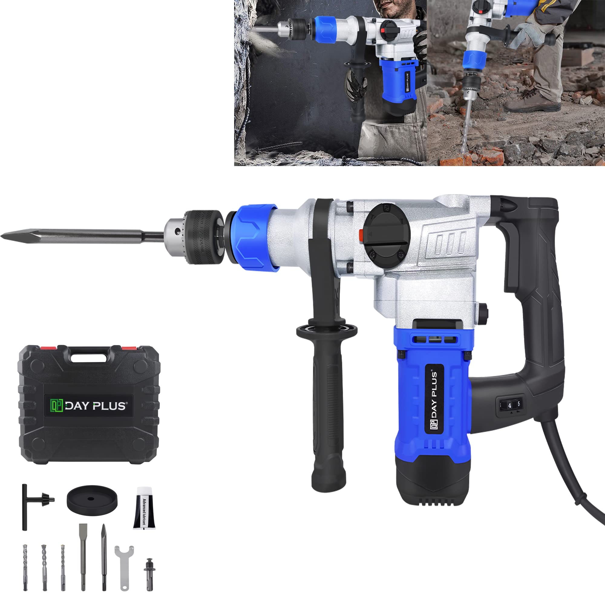 Rotary Hammer Drill, SDS-Plus Heavy Duty Hammer Drills Corded for ...
