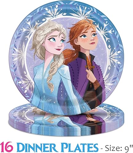 Miniatura 2 de Frozen Elsa Suministros para fiesta de cumpleaños  Decoraciones de cumpleaños congeladas  Incluye platos y servilletas congelados bandera mantel