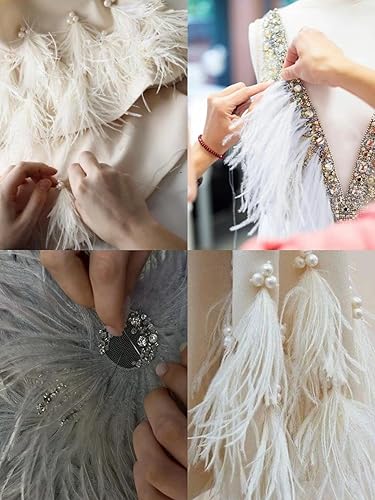 Miniatura 4 de Burgendy - Borde de flecos de plumas de avestruz de 2 yardas de 4 a 6 pulgadas de ancho para disfraces, costura, manualidades, decoración, Borgoña