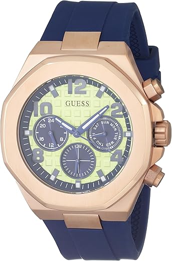 GUESS Men’s 46mm Watch – Black Strap Black Dial Two-Tone Case