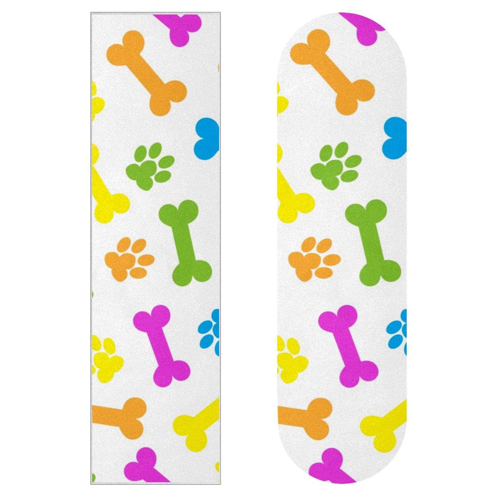 Lot de 2 feuilles de papier abrasif pour planche de skateboard Motif os