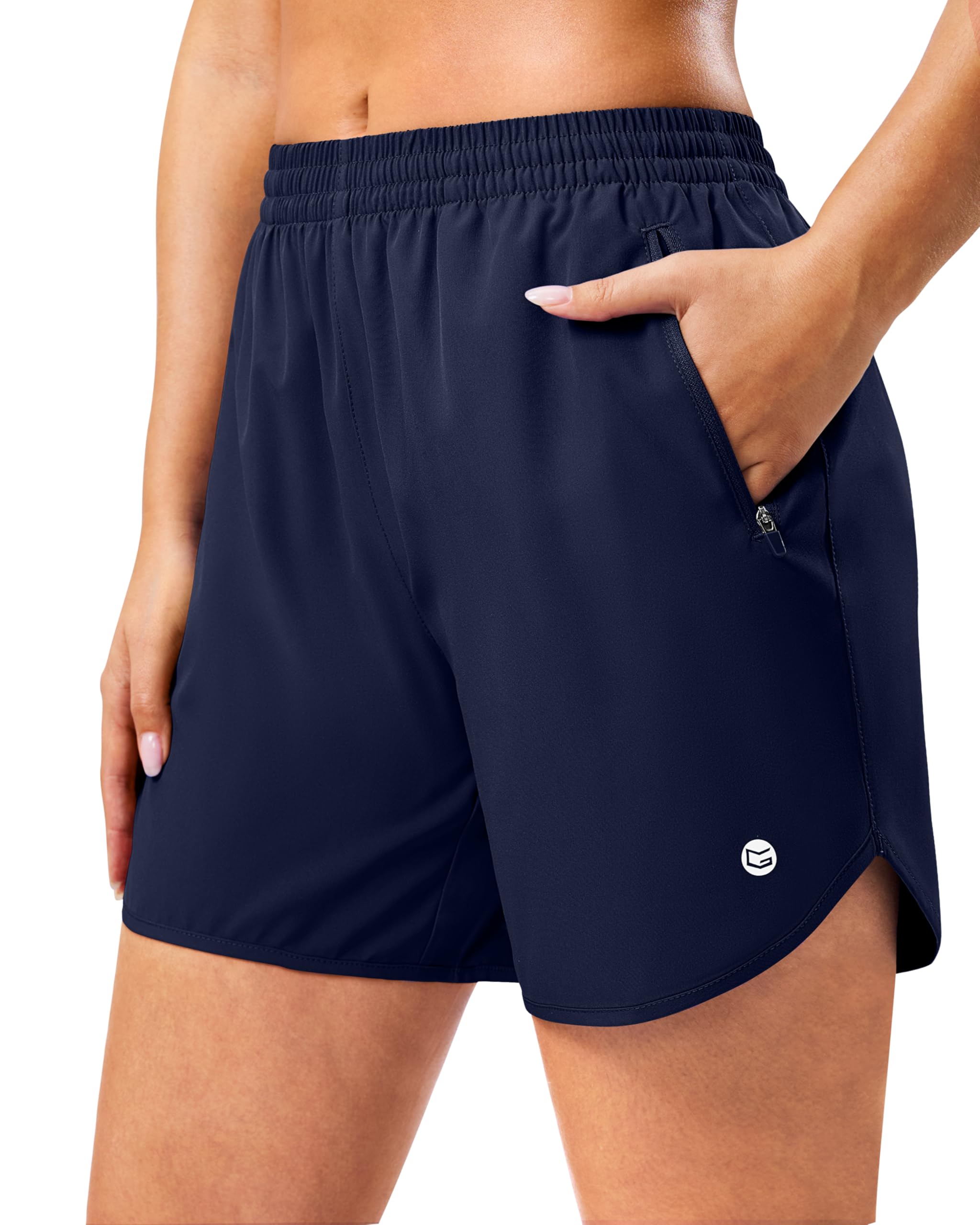G Gradual 5"/7" Athletic Running Shorts for Women 2 Zipper Pockets Lightweight Workout Gym Summer Dolphin Shorts with Liner — view 21