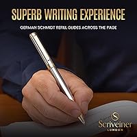 Vista 5 de Scriveiner - Bolígrafo de bola cromado plateado – Impresionante pluma de lujo, chapado en oro real, repuesto de tinta Schmidt, el mejor juego