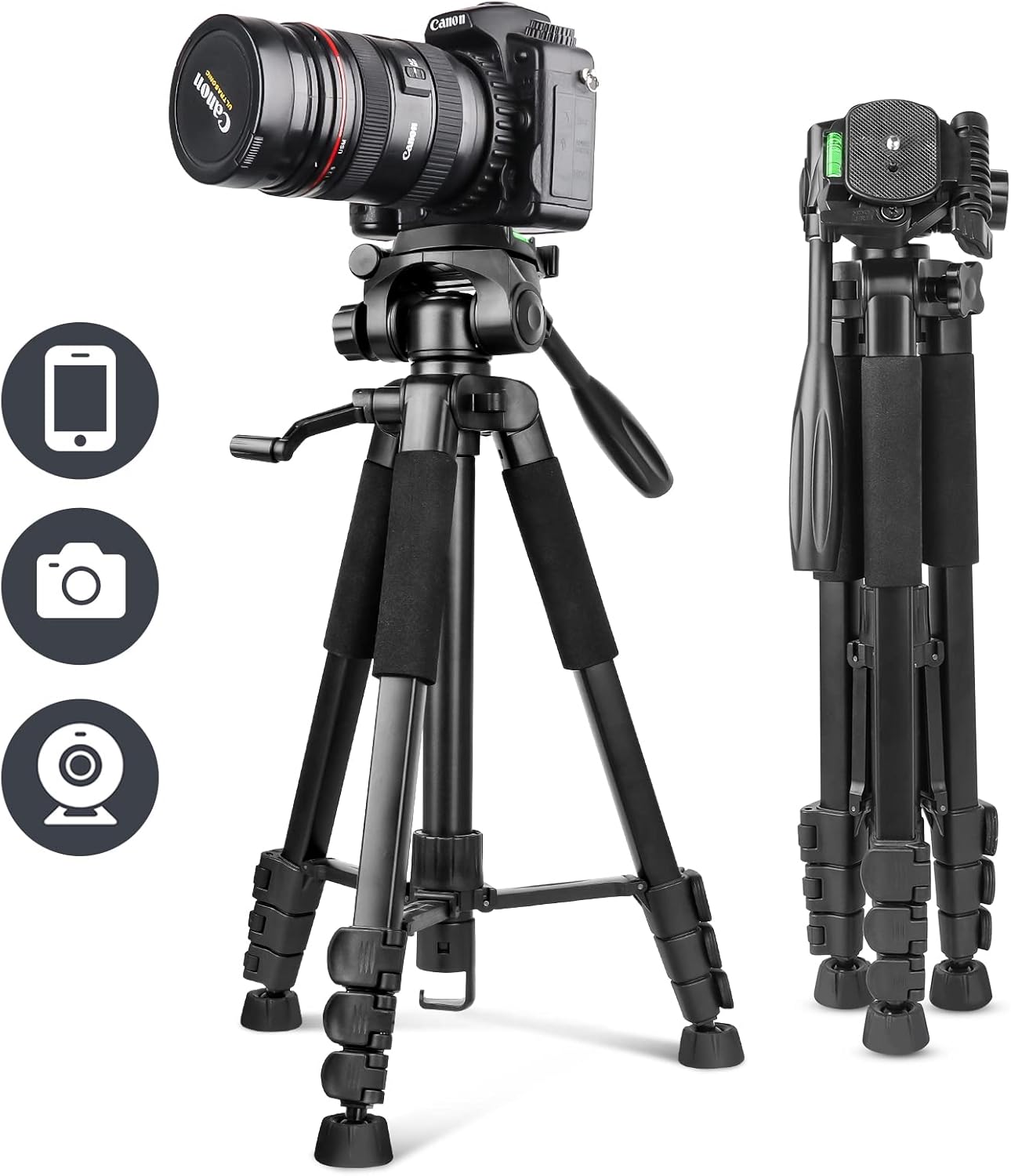 UBeesize 170cm Tripod with a camera mounted