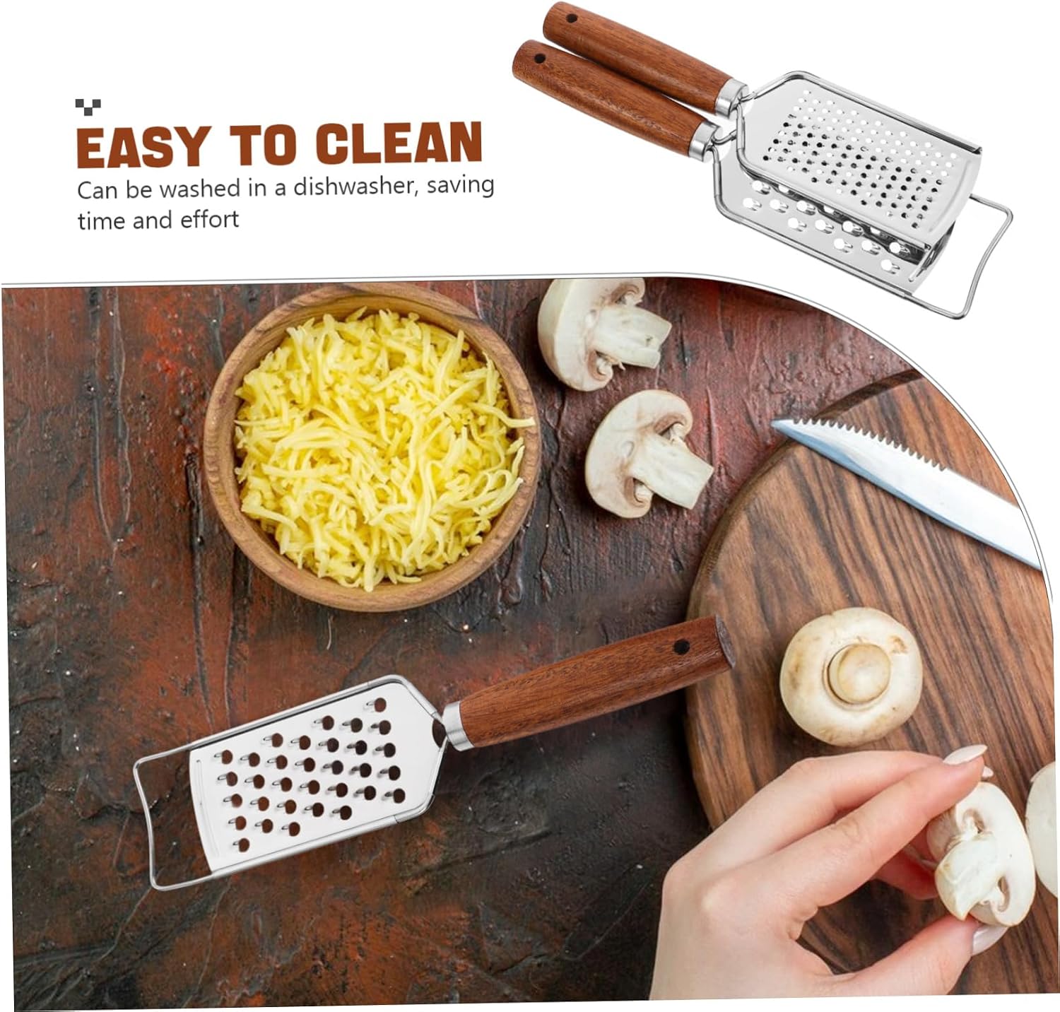 2pcs Cheese Grater Stainless Steel Multi-purpose for Cheese Potatoes Ginger Dishwasher Safe Ergonomic Handle Kitchen Tool