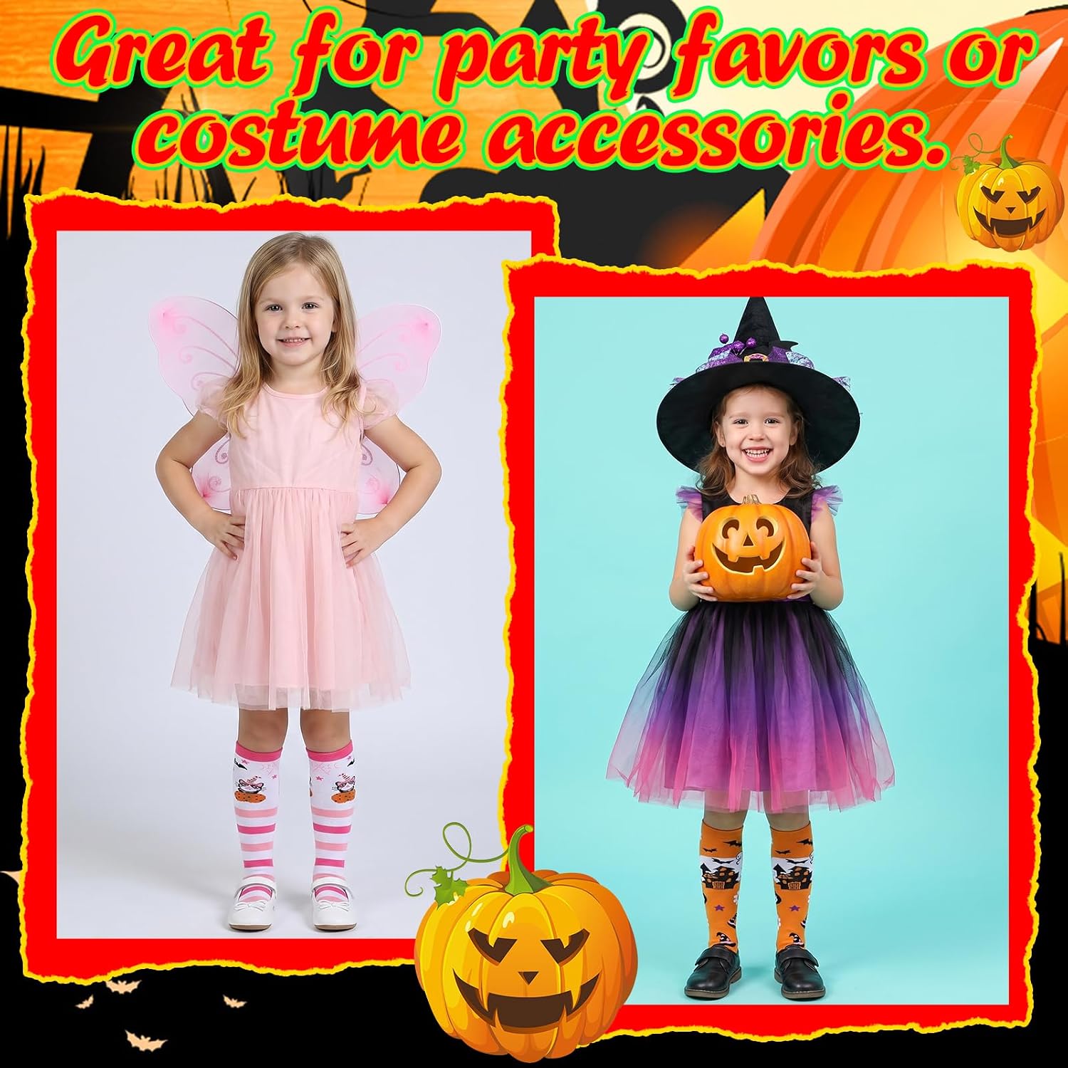 6 Pairs Girls Cute Halloween Knee High Socks Crazy Long Socks