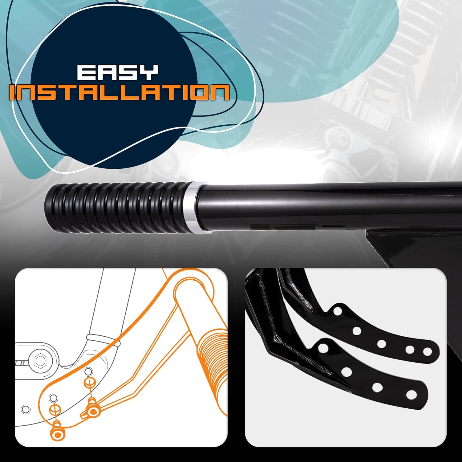 Flat-Out Crash Bar Engine Guard Highway Freeway Bar for Harley Softail Fat boy Fat Bob Heritage Low Rider Breakout Street Bob Deluxe Models 18-Later (Gloss Black)