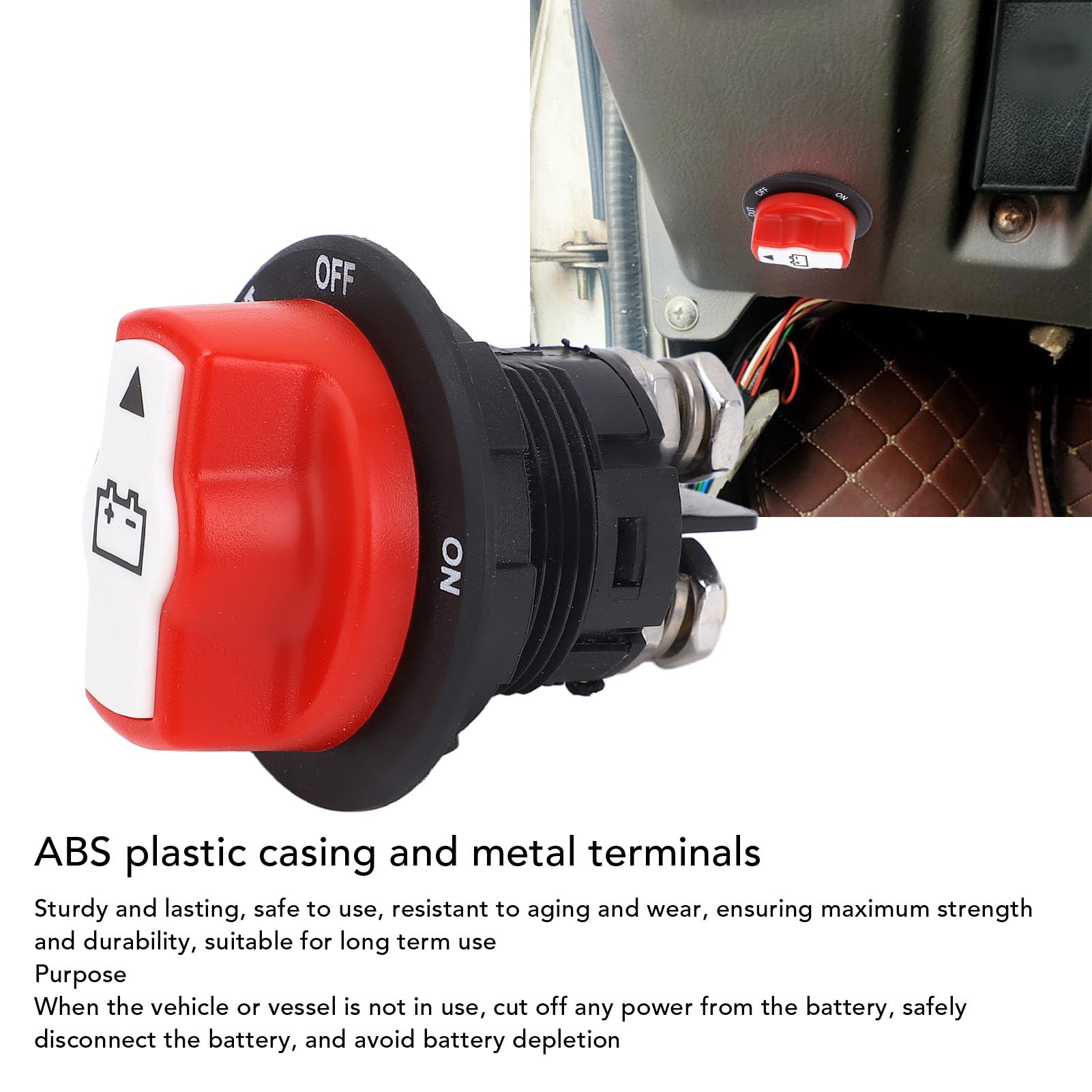 Oumefar Battery Disconnect Switch 100A Water Proof Heavy Duty Power Cut Master Switch, Versatile Isolator for Boat Car RV ATV UTV, ABS Material