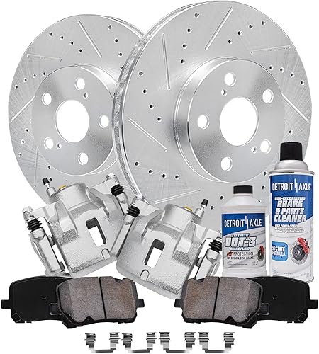 Miniatura 15 de Detroit Axle - Kit de freno delantero para Ford Explorer Mercury Mountaineer 2002-2005 Bujes de rodamiento de rueda perforados y ranurados rotores