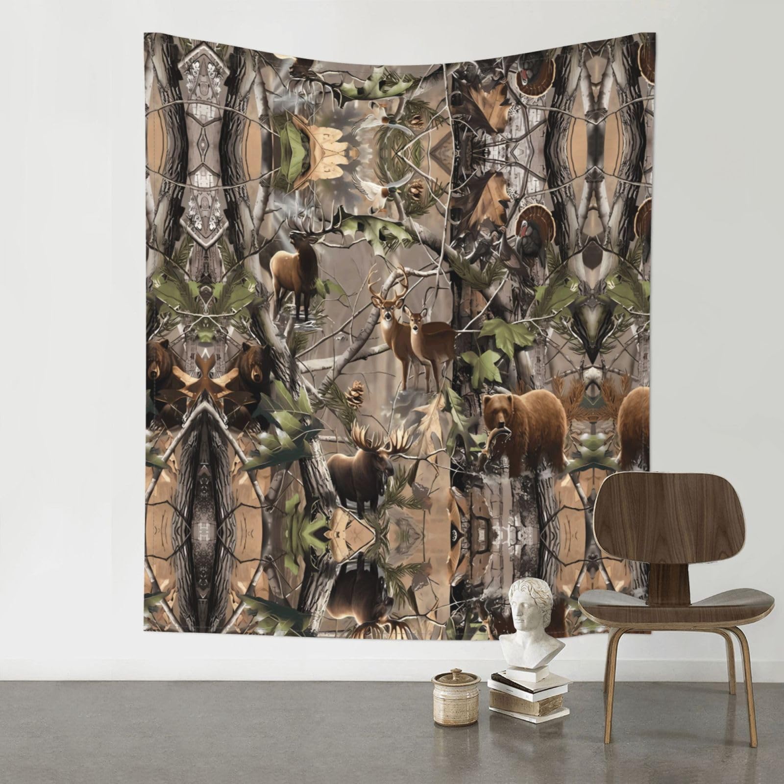 HJFCZH Wildlife Hunting Deer Bear Elk Prints 60x51in Wall Tapestry Bohemian Throw - Dorm Decor, Beach Blanket, Sofa Cover & Unique Gift