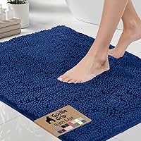 Vista 46 de GORILLA GRIP Alfombra de Baño 44x26, Chenilla Suave Absorbente, Tapetes de Microfibra de Secado Rápido, Respaldo de Goma Lavables Alfombras de Ducha