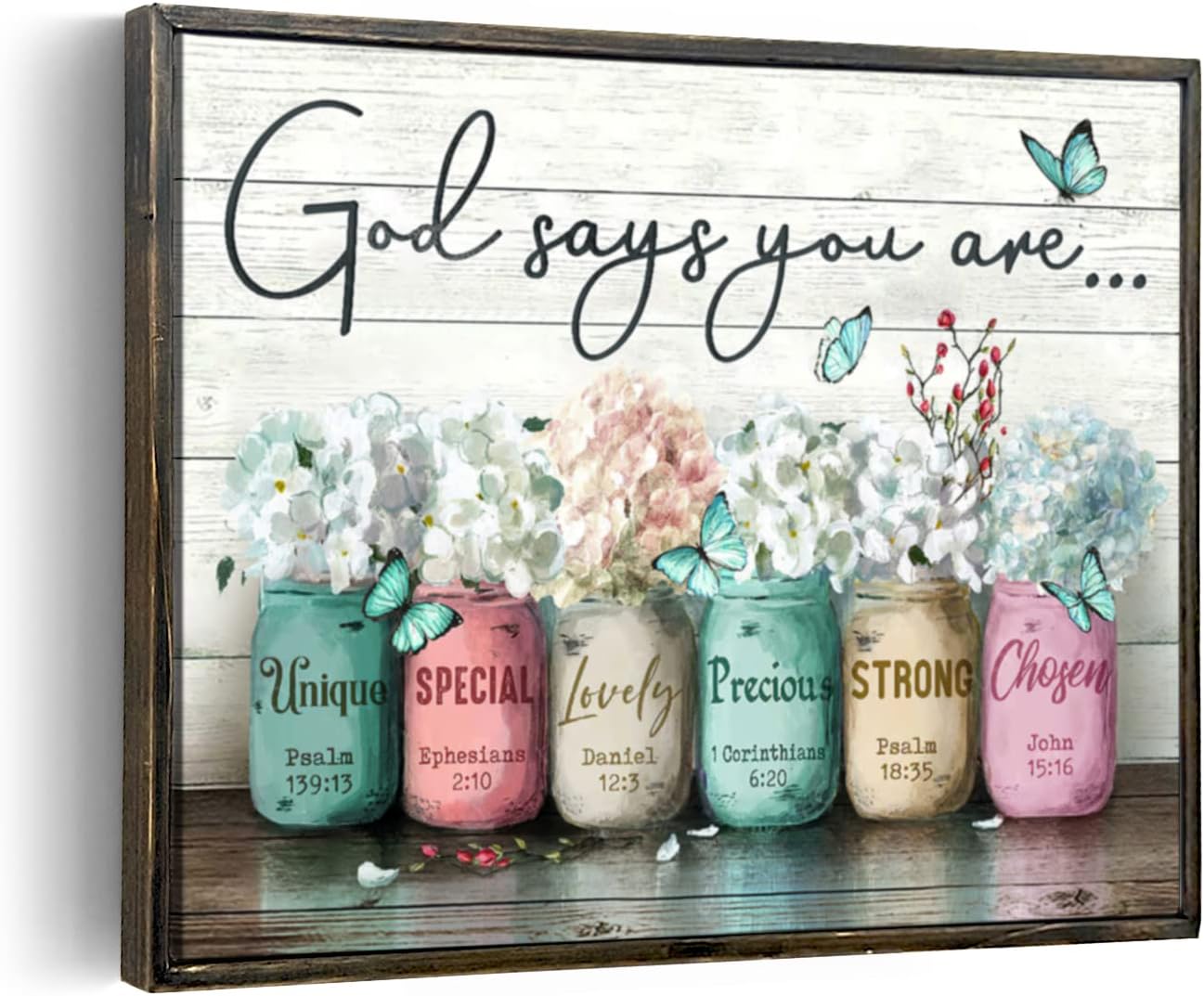 Inspirational Canvas Wall Art Vintage Wood Framed Bible