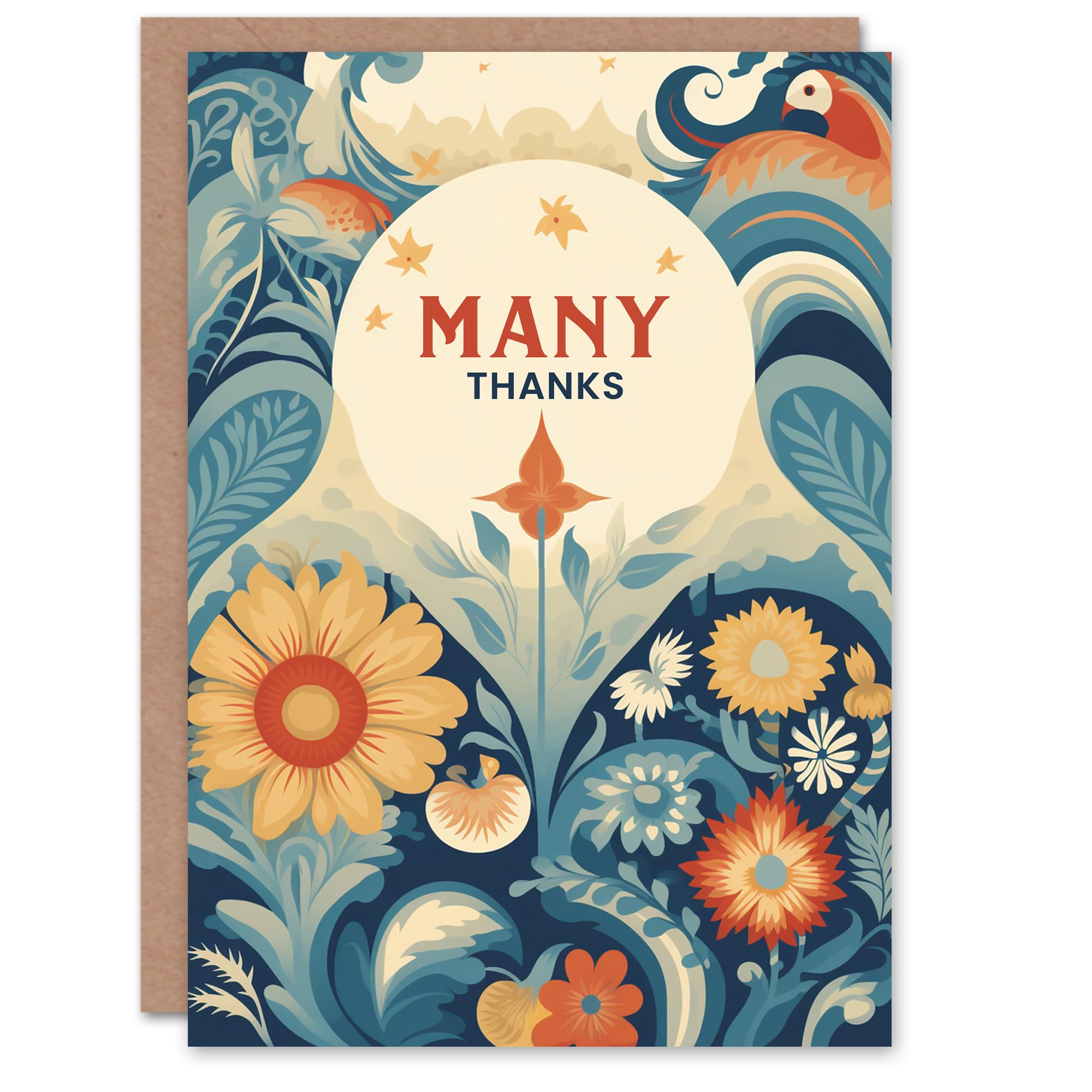 Artery8 Thank You Greeting Card Floral Sunrise Design Many Thanks For Her