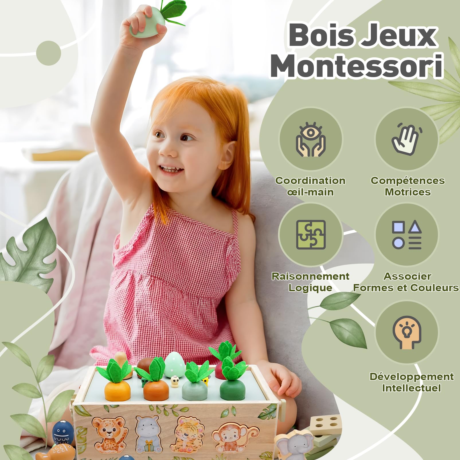 Jouet Enfant 1 2 3 Ans, 9 en 1 Jeux Montessori 2 3 4 Ans Éducatif, Safari Jouet en Bois Montessori 2 an, Jeux Efants 2 3 Ans Fille Garcon, Cadeau Enfant 1 2 3 4 Ans Fille Garcon