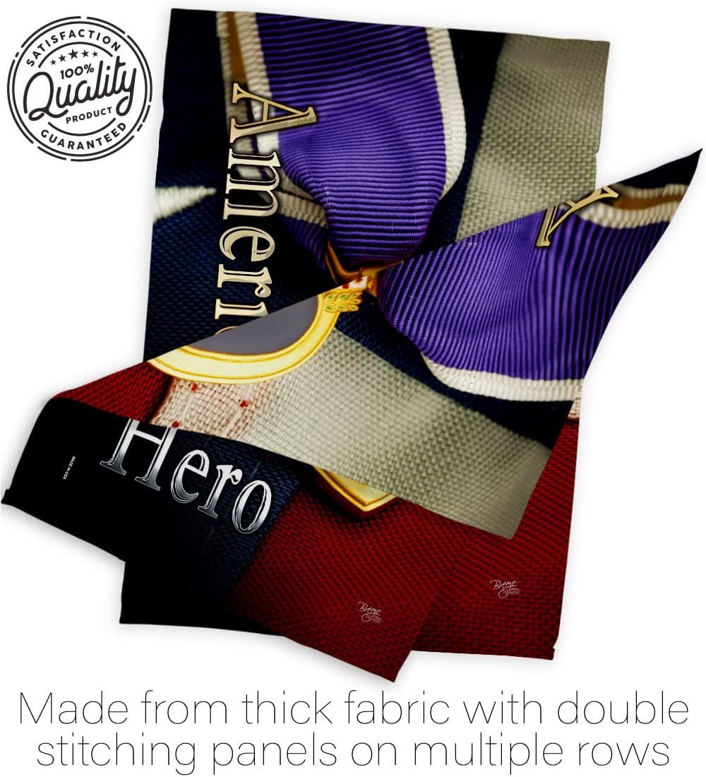 Breeze Decor HS108407-BO Purple Heart Hero Americana Military Impressions Decorative Vertical 28" x 40" Double Sided House Flag Set Pole Bracket Hardware