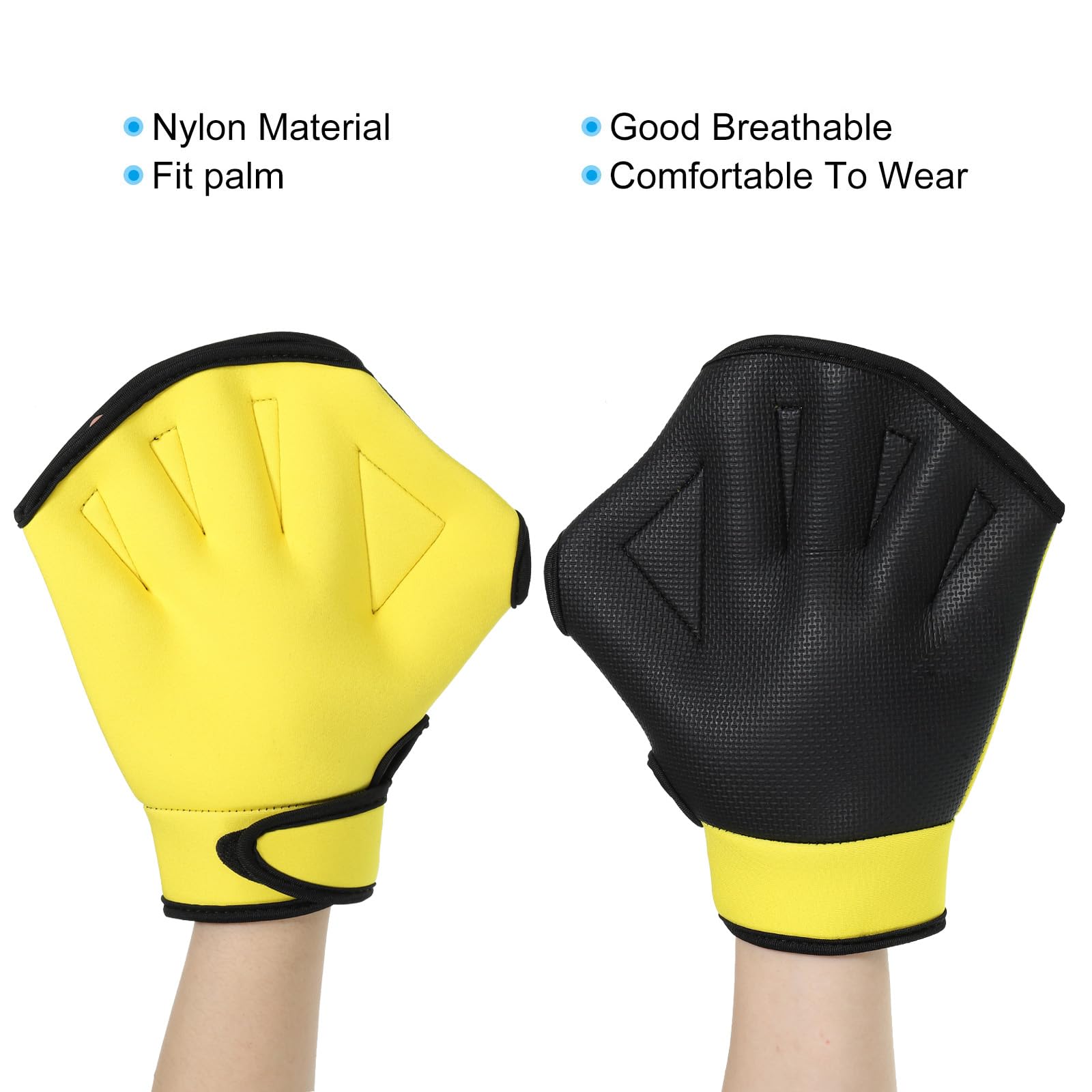 PATIKIL Guanti da Nuoto Palmati, Guanti di Resistenza al Nuoto Unisex Accessori per Allenamento di Resistenza All'Acqua per Nuoto e Immersioni, M, Gialli