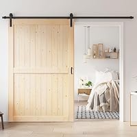 Vista 12 de Losa de puerta corredera de madera de granero de 48 x 84 pulgadas (puerta doble de 24 x 84 pulgadas) con kit de herramientas de 8 pies, requiere un