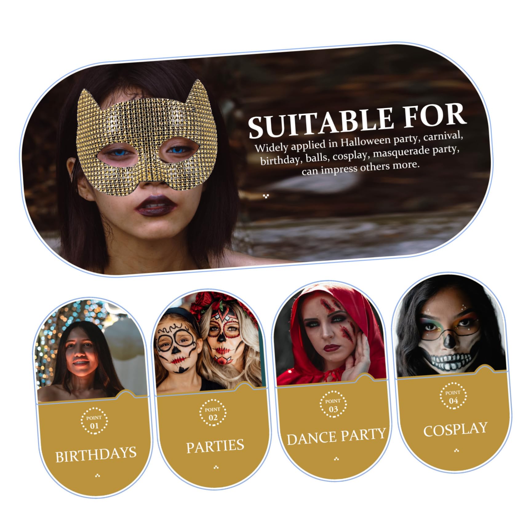 Healeved 5 Pezzi Maschera per Cosplay con Decorazioni Maschera per Leggera e Confortevole per e Foto Accessorio per Performance e Halloween