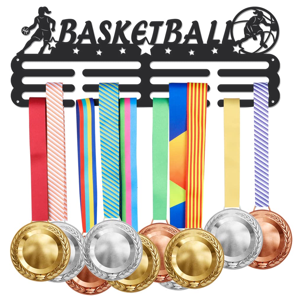 SUPERDANT Medalla Colgante de Baloncesto Femenino Soporte de Gancho Deportivo Soporte Medallas Expositor de Recompensas Cinta Cheer Colgador de Pared de Metal para Medalla