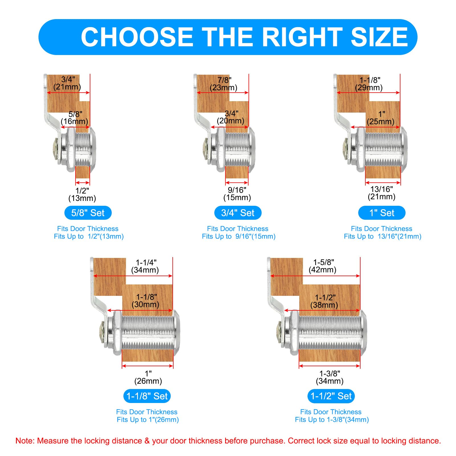 PATIKIL 3/4 Inch Keyed Alike Cabinet Locks with Key - Image 4