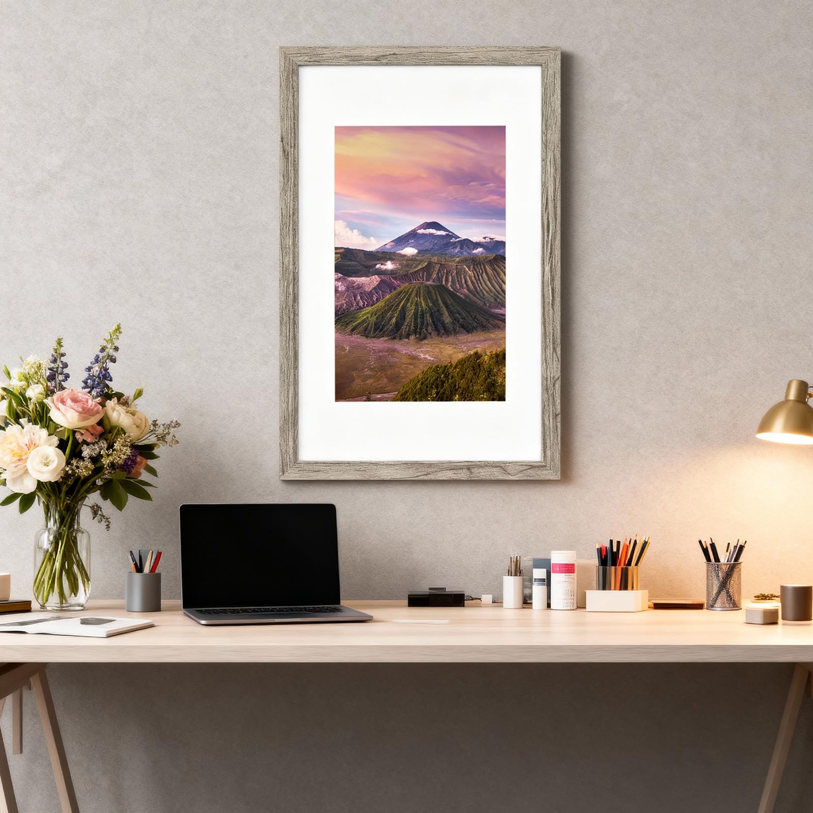 Zestaw 3 ramek na zdjęcia 11 x 17, ramka na zdjęcia 8 x 12 zdjęć z matą lub 11 x 17 bez maty, zawieszona na ścianie, ramka na plakat, szara
