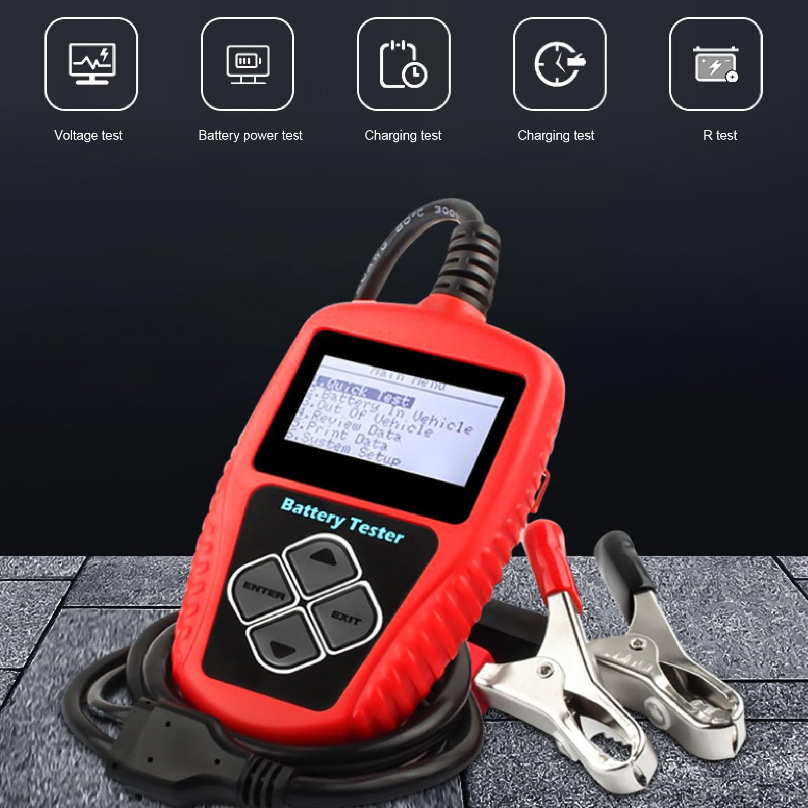Comprobador digital de batería de coche con gran rango de CCA de 100 a 2000 para profesionales y aficionados al bricolaje
