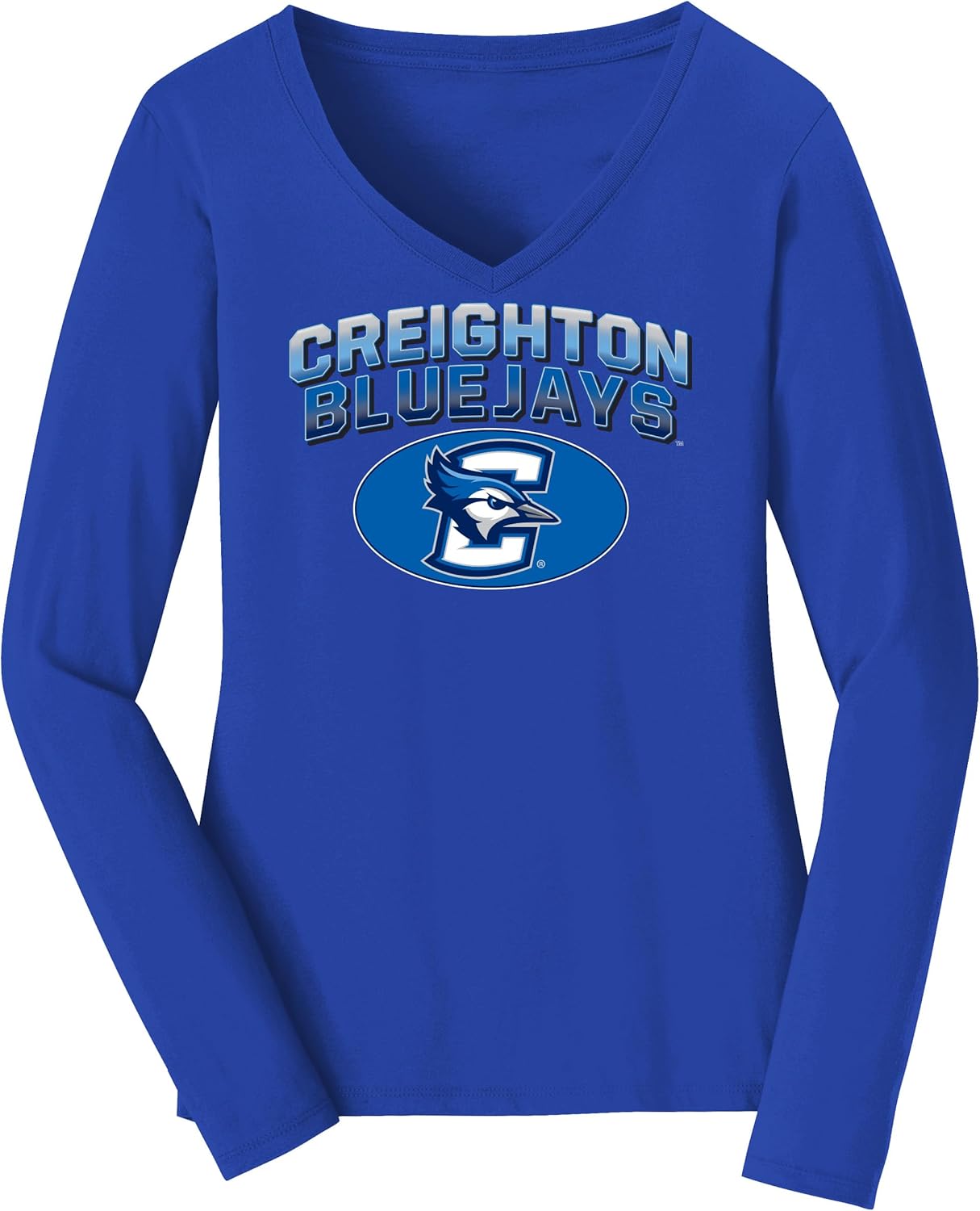 CornBorn Creighton Bluejays Womens Long Sleeve V-Neck Shirts | Choose Your Design