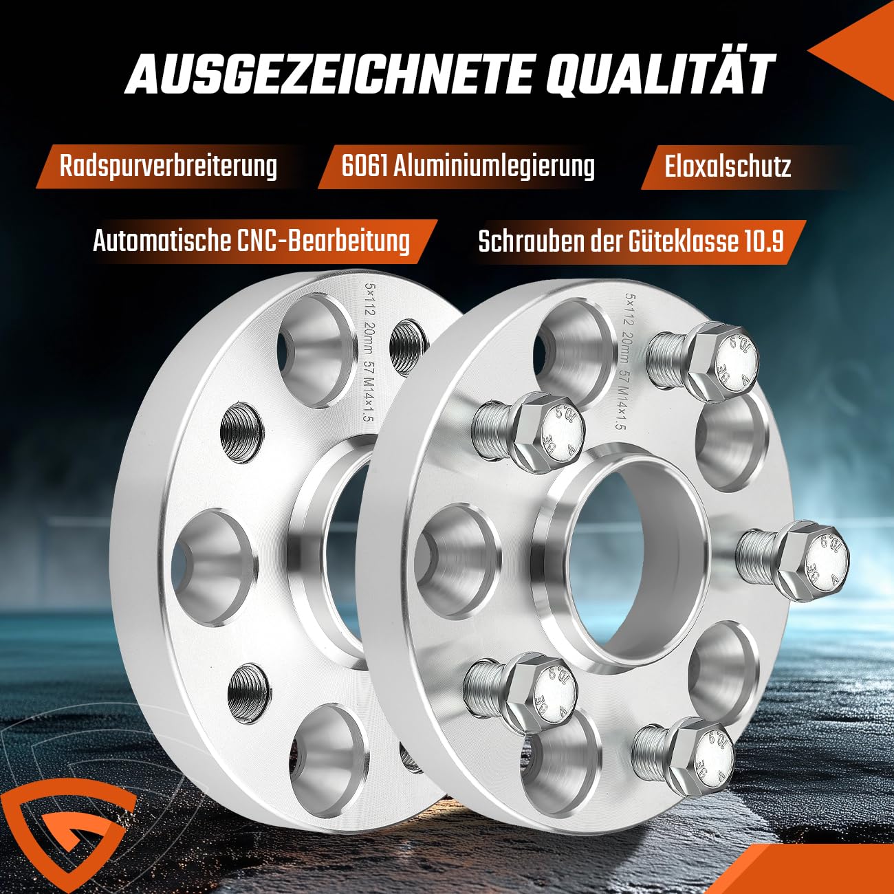Spurverbreiterung Distanzscheiben 5x112mm NLB: 57 mm 2x20mm Spurplatten mit 10x Radschrauben M14x1.5X25 mm Kompatibel mit Audi Für VW Für Skoda Für Seat