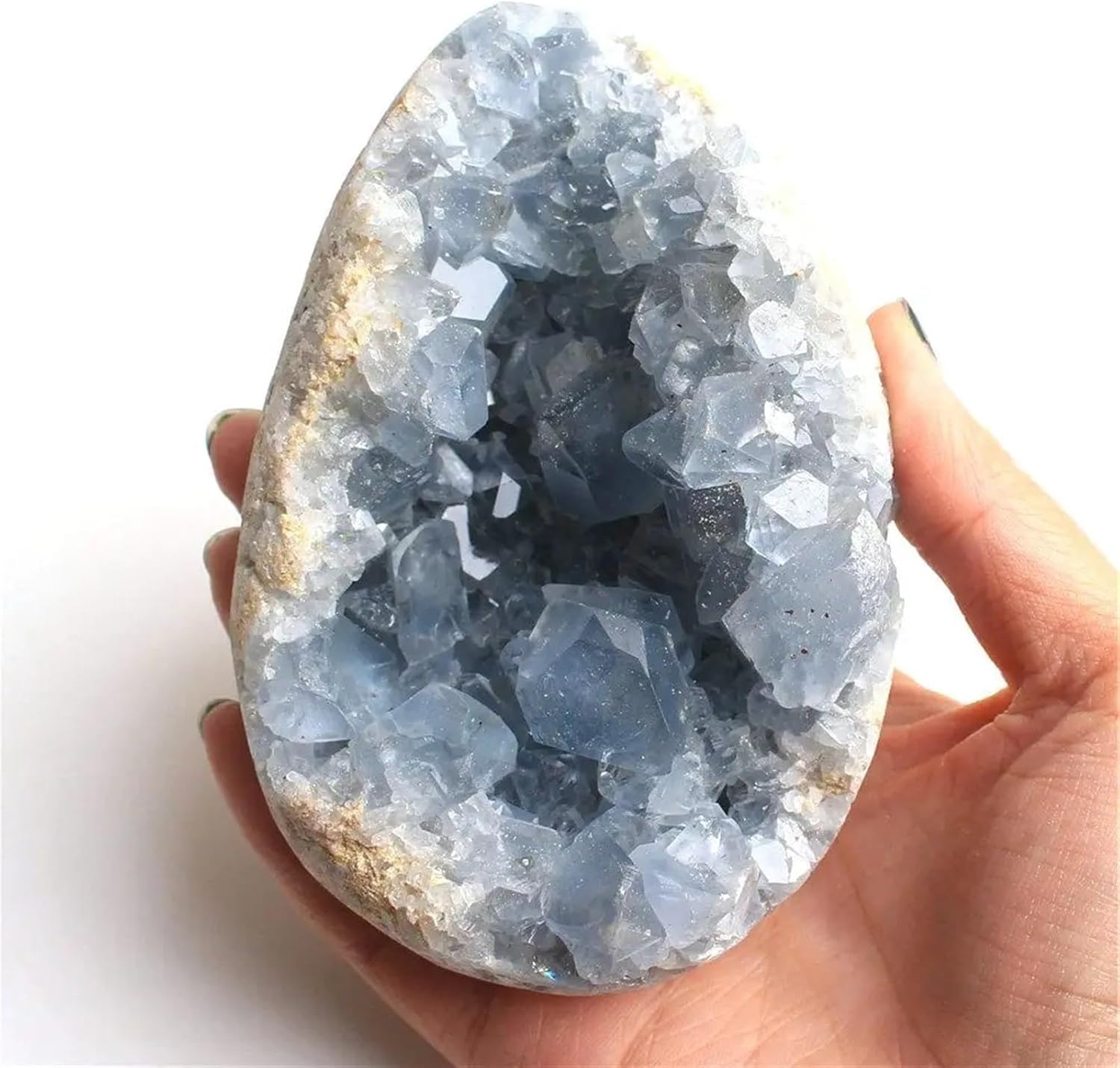 Celestite Crystal Druzy Cluster Sky Blue Geode Home Decor Ornaments (Size : 100-150g)