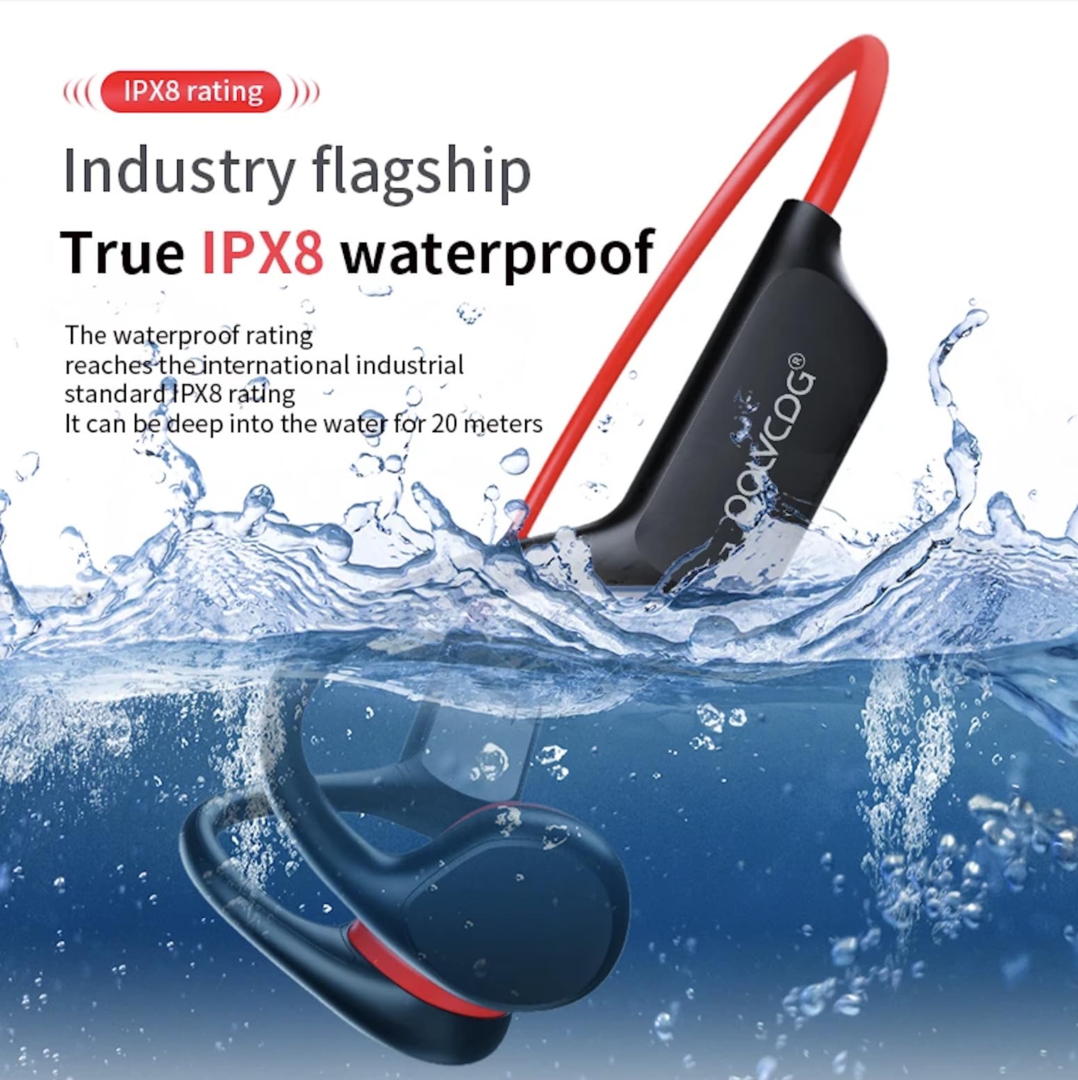 POLVCDG Bone Conduction Headphones - 32GB Bluetooth 5.3 Wireless IPX8 Waterproof Open-Ear Headset with Mic - Image 2
