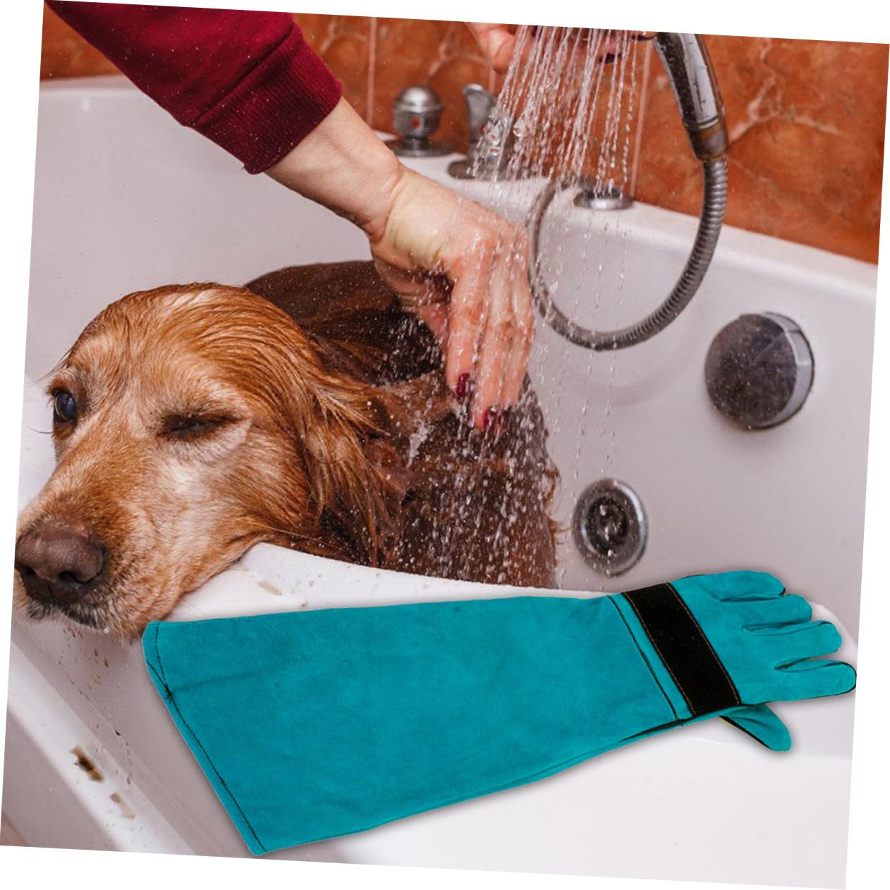 Guantes de Limpieza para Perros y Gatos, Antiarañazos, Piel Sintética