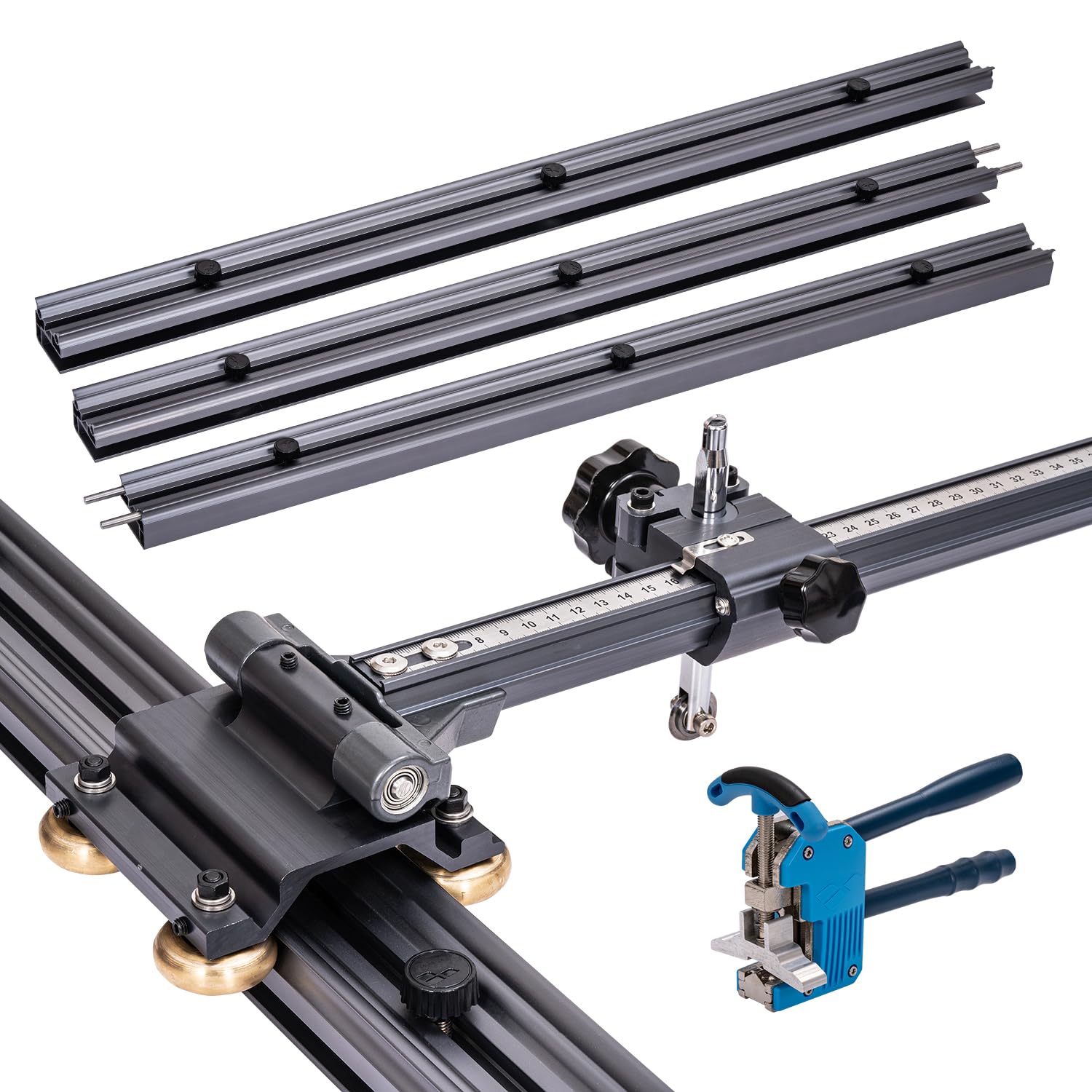 KATSU Tools Cortador manual profesional de azulejos en forma de T, 3 metros, rieles guía seccionados de aleación de aluminio, alicates para romper azulejos, diseño de doble hoja, corte de precisión,