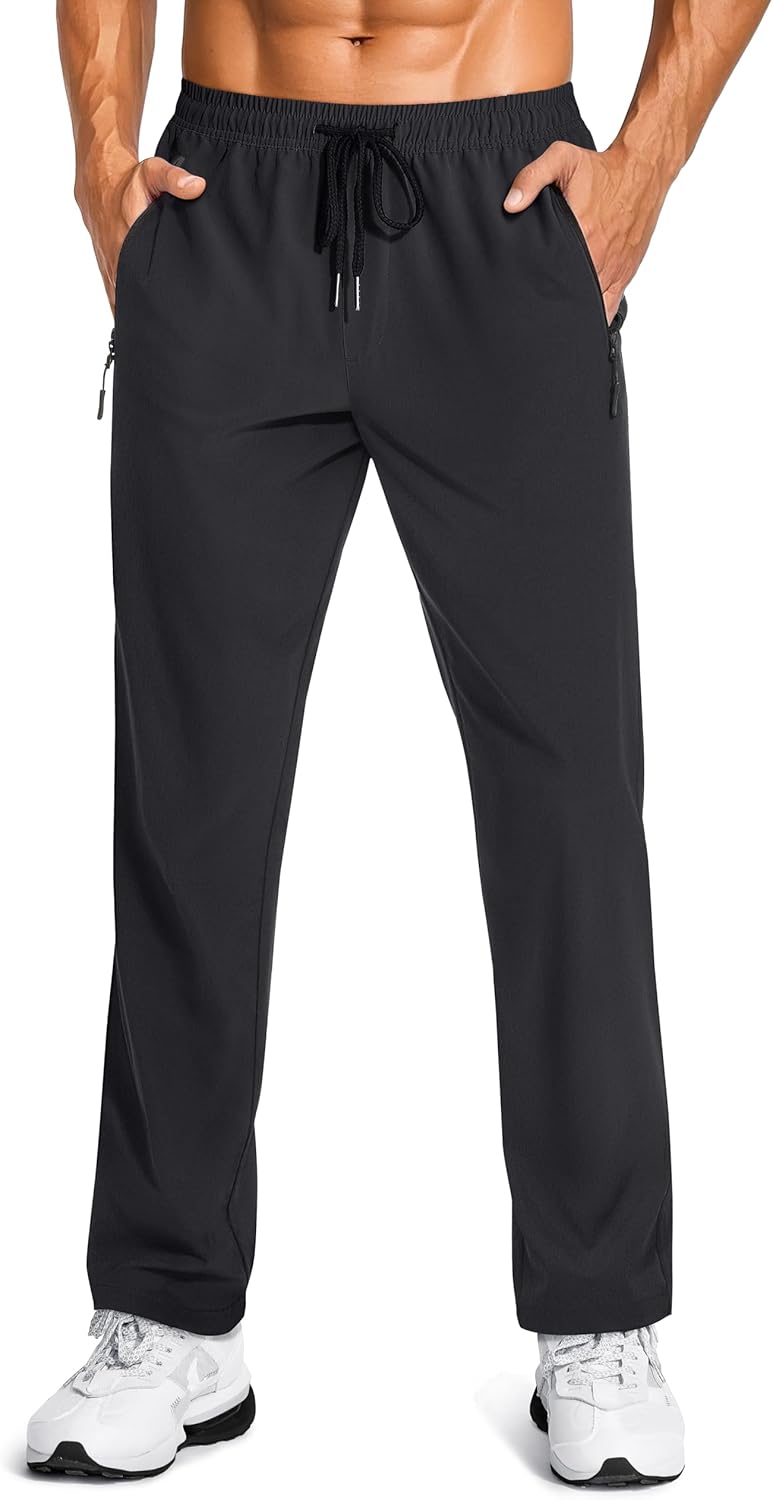 TACVASEN Men’s Lightweight Trousers Quick Dry Stretch Hiking Walking Trousers Sports Tracksuit Bottoms