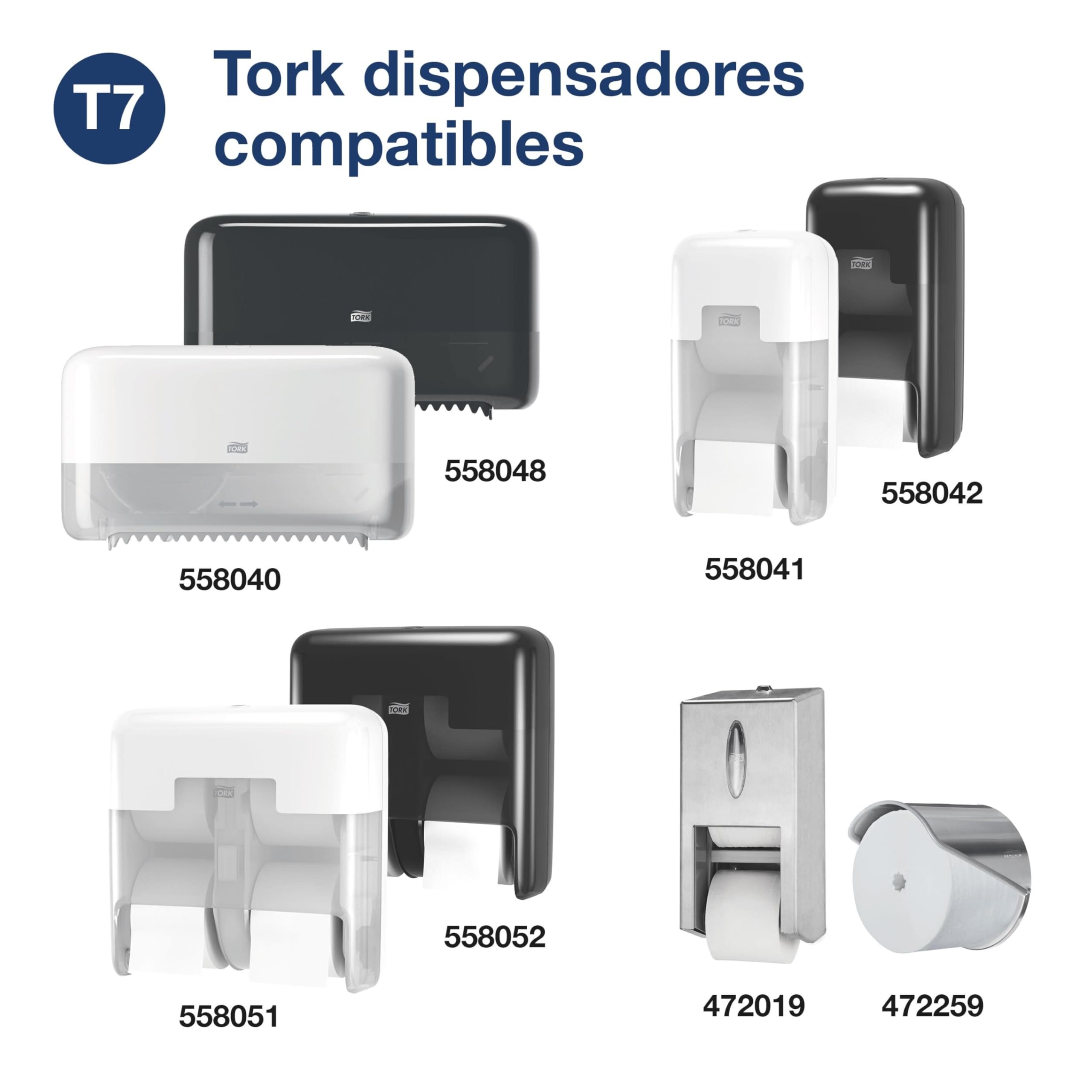 Tork OptiServe Papel Higiénico sin Madril Blanco T7, Universal, 1 capa, 24 × 1250 hojas, 472620