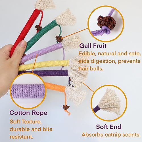 Miniatura 5 de Juguetes para gatitos, juguete masticable para limpieza de dientes, juguetes de cuerda de hierba gatera para gatitos de interior, juguetes