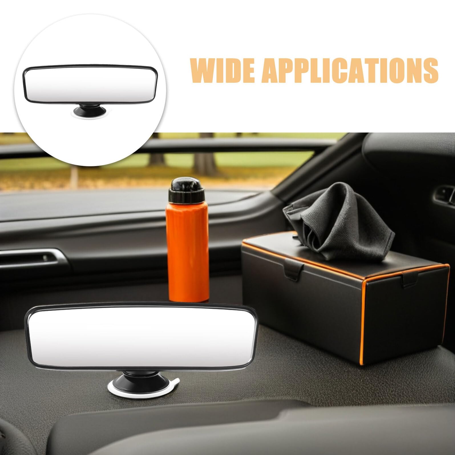 Espejo Rectangular para Coche Visión Amplia y Ventosa Ajustable para Ñiño y Niño en Asiento Trasero