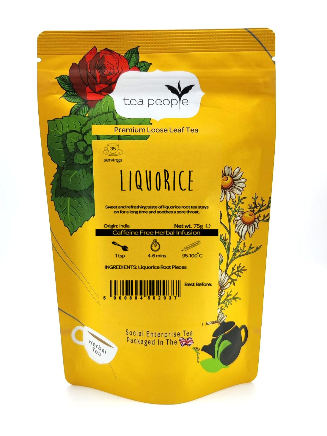 Tea People Liquorice – 75g Retail Pack (35 cups) – Caffeine Free Herbal Tea – 100% Natural