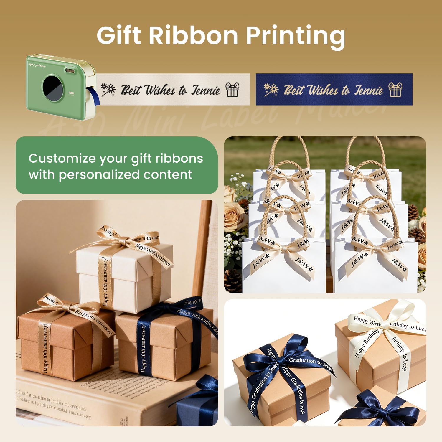 Phomemo Ribbon Label Maker with Waterproof Labels, A30 Bluetooth Mini Label Maker Machine with Tape 12mm 0.47 White, Portable Ribbon Printer Rechargeable for Gift Wrap, Cloth Name Tag, in/Outdoor Use - Image 7