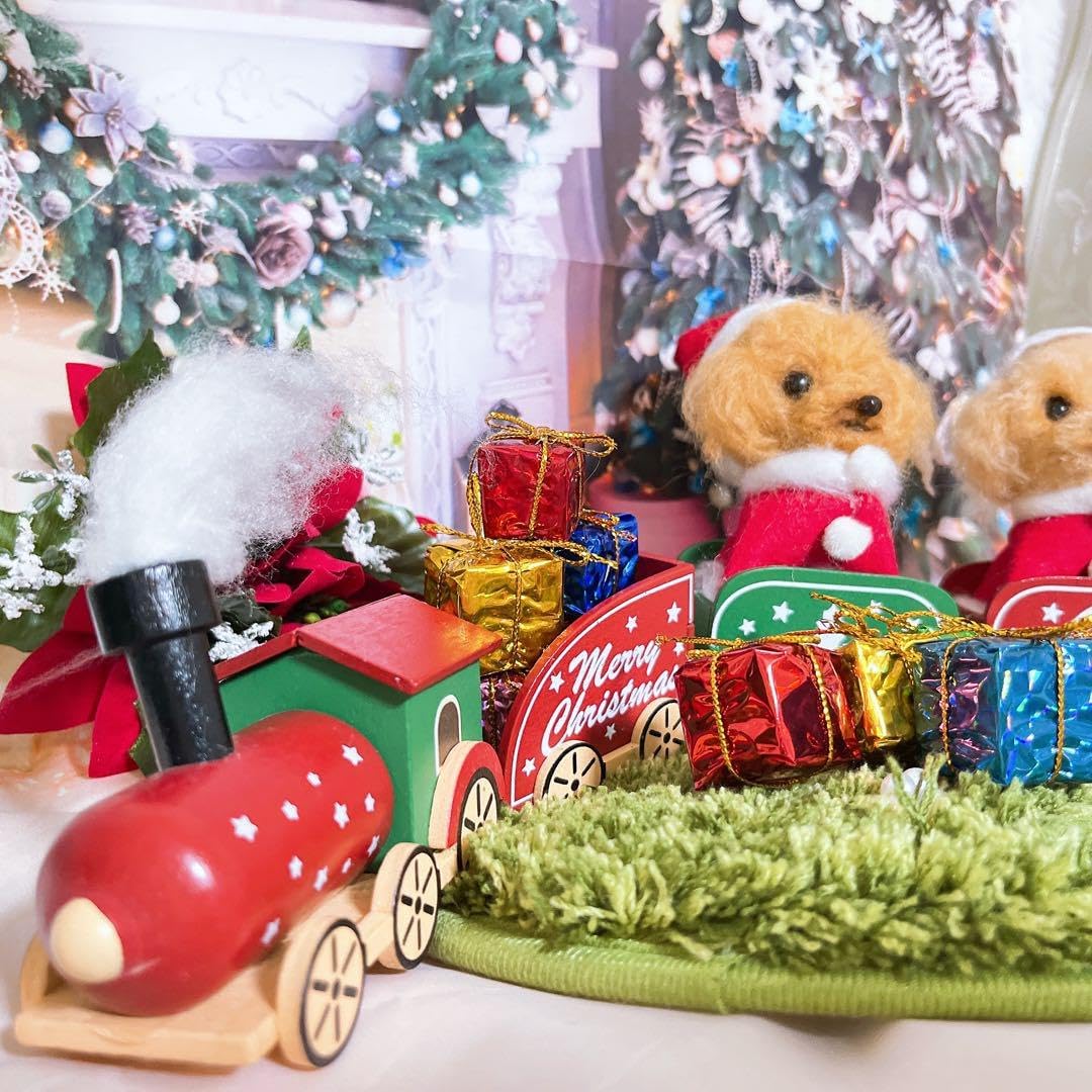 羊毛フェルト　トイプードル　クリスマスリース 羊毛フェルトトイプードル フラワーリース 羊毛フェルト クリスマス