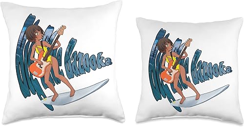 Miniatura 3 de Big Blue Bazooka Surfer Girl Throw Pillow, 16x16, Multicolor