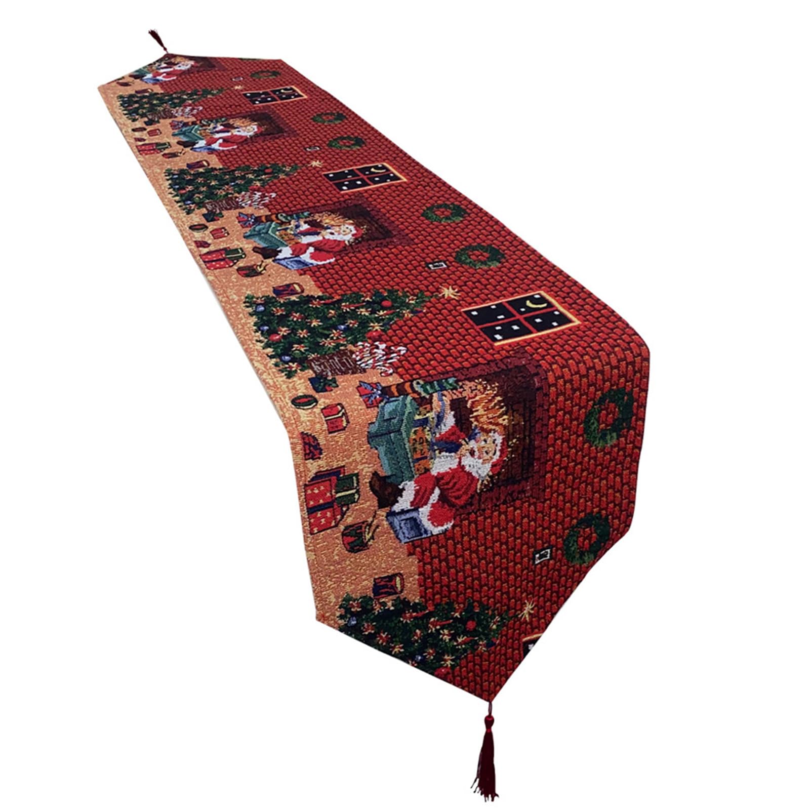 NVOQILIN Christmas Tree Table Runner Tablecloth for Seasonal Table Setting in Cotton Linen Durbility Fabric Slipcover Holiday Decorations