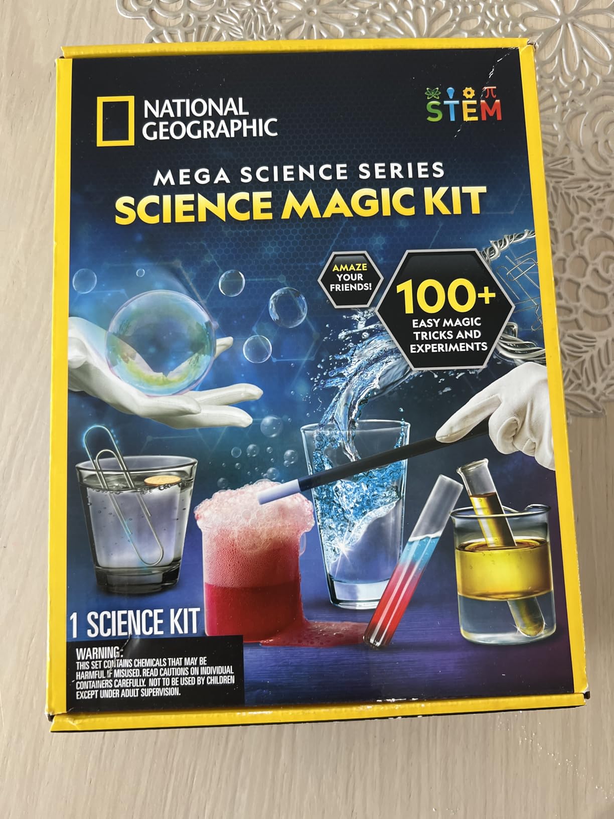 NATIONAL GEOGRAPHIC Science Magic Kit showing the extensive collection of experiment materials and tools