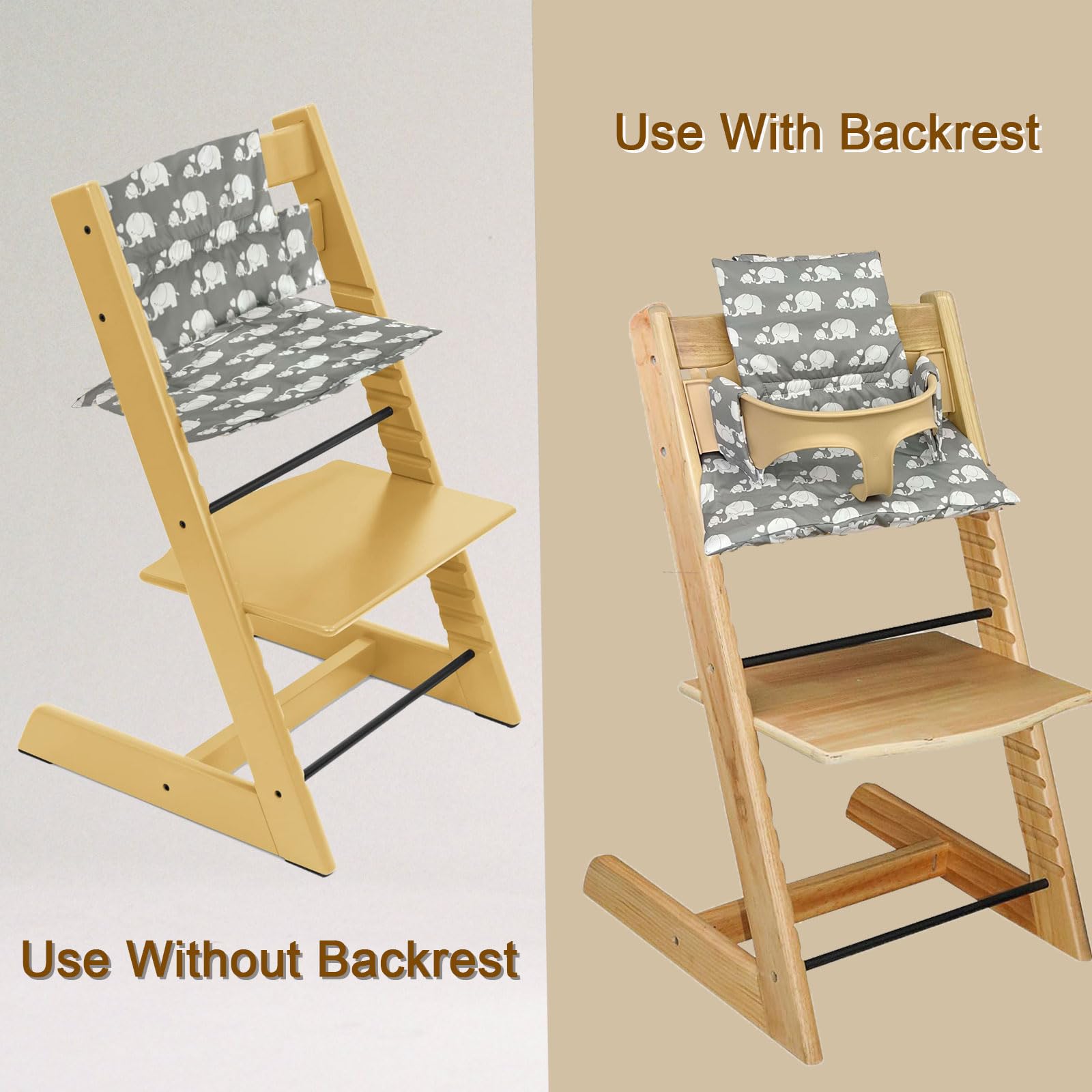 Cuscini per Seggiolone Tripp Trapp Stokke, Antiscivolo Cuscino per seggiolone, cuscino per seggiolino in cotone biologico, Bambini Fodera di ricambio per seggiolone con borsa portaoggetti (04)