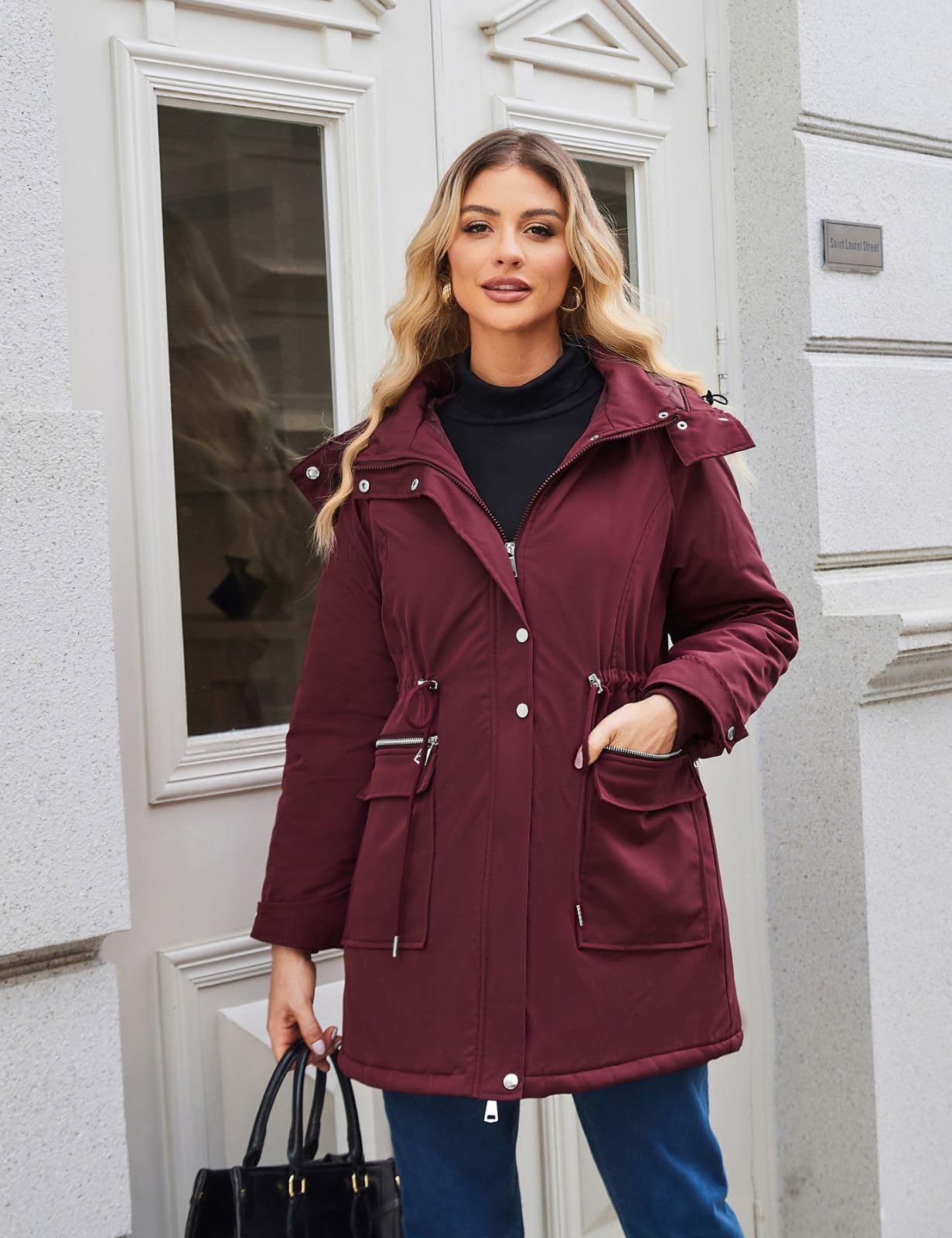 Maacie Giacca in cotone premaman giacca in cotone impermeabile con colletto rialzato 2024