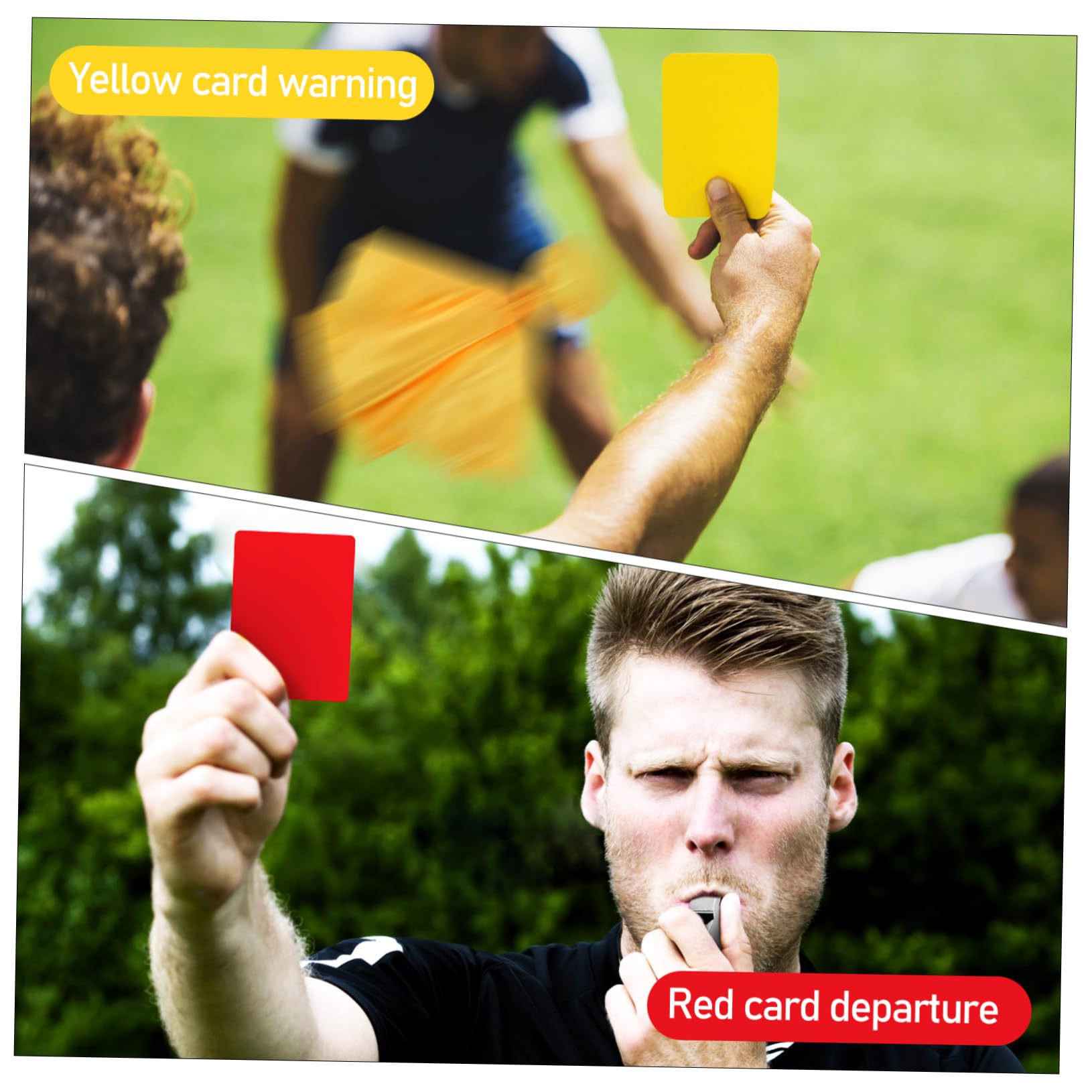 HANABASS 3 Set Completo Cartellini Rossi e Gialli per Arbitri Calcio con Fischietti e Bandiere Utensili Essenziali per Giudizi Precisi e Controllo
